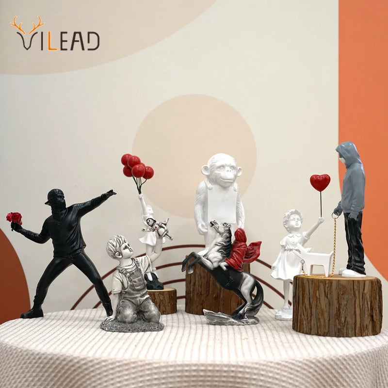 Coleção de Escultura Banksy, Estátua Flower Thrower, Pop Art, Estatueta Moderna Menina Balão, Decoração Home Office