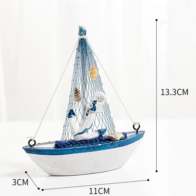 Barco de pesca em miniatura criativo atraente de madeira mediterrâneo veleiro modelo de mesa decoração para casa