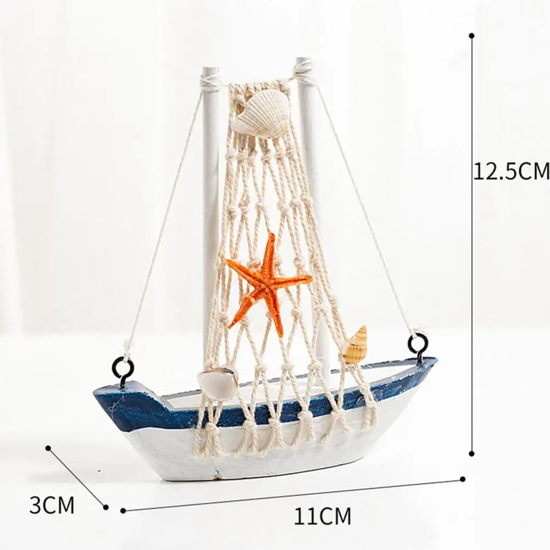 Barco de pesca em miniatura criativo atraente de madeira mediterrâneo veleiro modelo de mesa decoração para casa