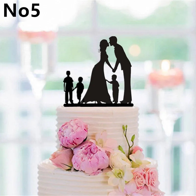 Topper do bolo do estilo familiar para crianças, aniversário do cão, decorações nupciais do chuveiro, decoração rústica do bolo, decoração do bolo do presente