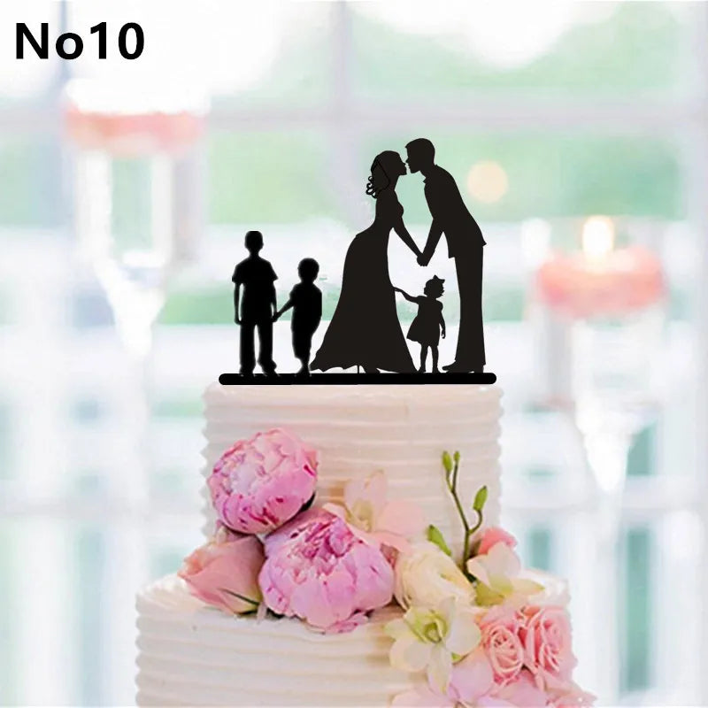 Topper do bolo do estilo familiar para crianças, aniversário do cão, decorações nupciais do chuveiro, decoração rústica do bolo, decoração do bolo do presente