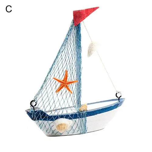 Barco de pesca em miniatura criativo atraente de madeira mediterrâneo veleiro modelo de mesa decoração para casa