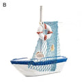 Barco de pesca em miniatura criativo atraente de madeira mediterrâneo veleiro modelo de mesa decoração para casa