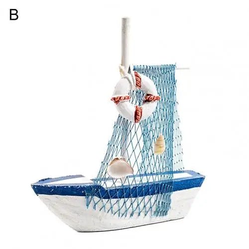 Barco de pesca em miniatura criativo atraente de madeira mediterrâneo veleiro modelo de mesa decoração para casa