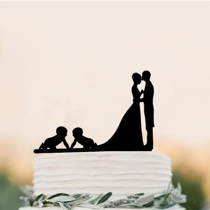 Topper do bolo do estilo familiar para crianças, aniversário do cão, decorações nupciais do chuveiro, decoração rústica do bolo, decoração do bolo do presente