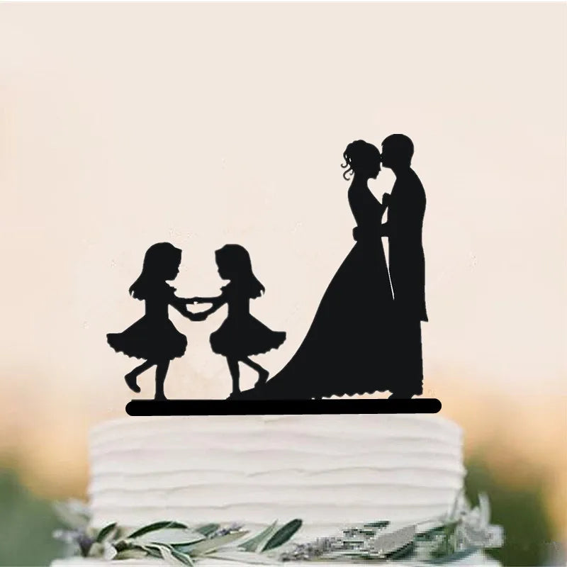 Topper do bolo do estilo familiar para crianças, aniversário do cão, decorações nupciais do chuveiro, decoração rústica do bolo, decoração do bolo do presente