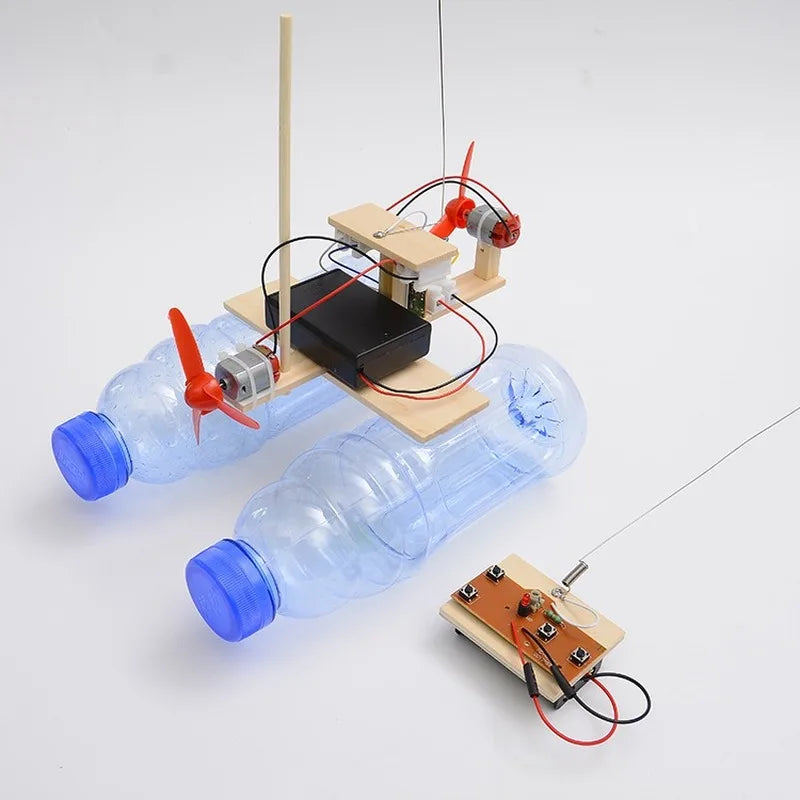 Nova tecnologia brinquedos pequenos diy controle remoto modelo de navio vento experimento científico material menino presente coleção