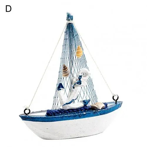 Barco de pesca em miniatura criativo atraente de madeira mediterrâneo veleiro modelo de mesa decoração para casa