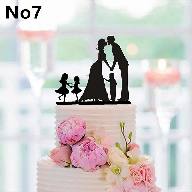 Topper do bolo do estilo familiar para crianças, aniversário do cão, decorações nupciais do chuveiro, decoração rústica do bolo, decoração do bolo do presente