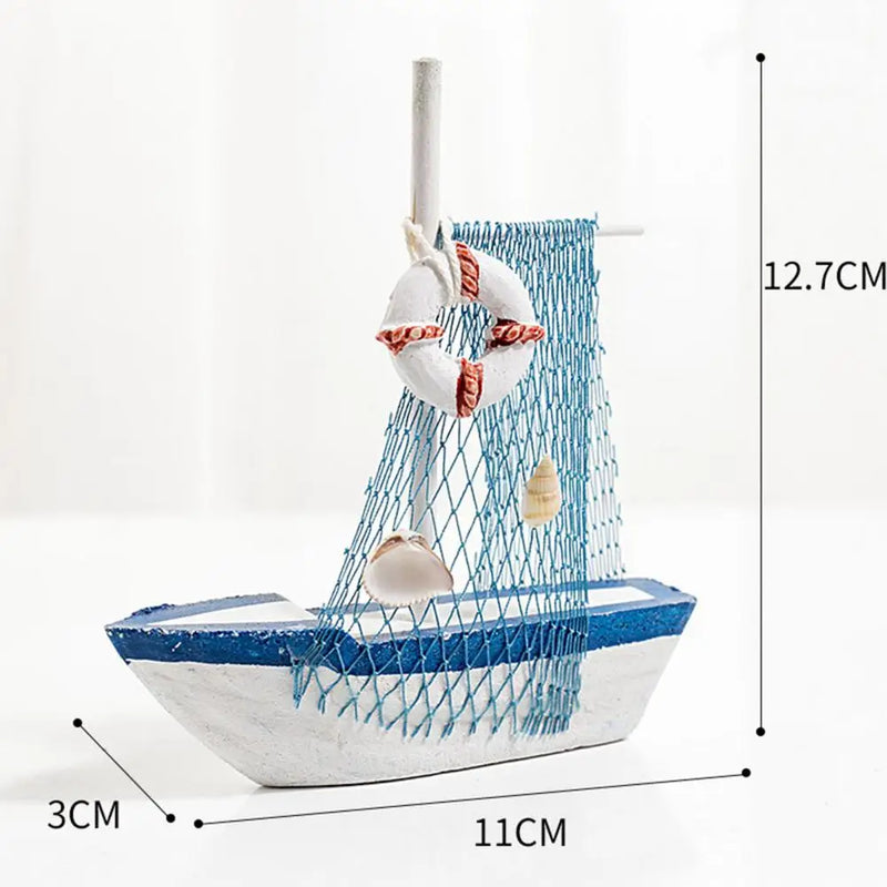 Barco de pesca em miniatura criativo atraente de madeira mediterrâneo veleiro modelo de mesa decoração para casa