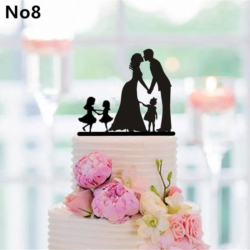 Topper do bolo do estilo familiar para crianças, aniversário do cão, decorações nupciais do chuveiro, decoração rústica do bolo, decoração do bolo do presente