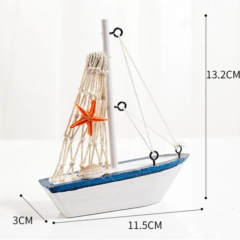 Barco de pesca em miniatura criativo atraente de madeira mediterrâneo veleiro modelo de mesa decoração para casa