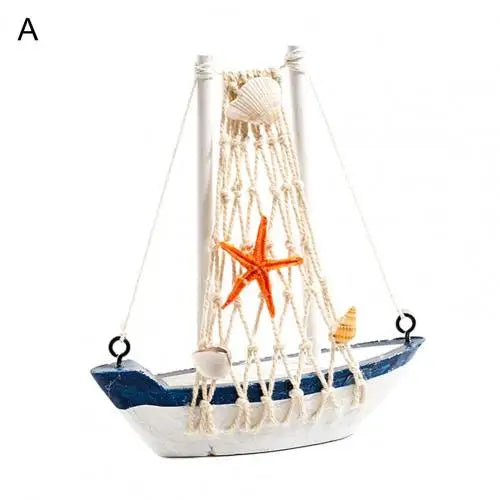 Barco de pesca em miniatura criativo atraente de madeira mediterrâneo veleiro modelo de mesa decoração para casa