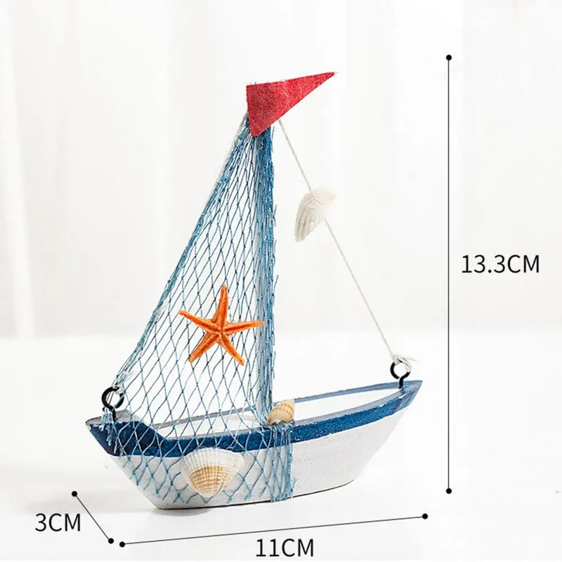 Barco de pesca em miniatura criativo atraente de madeira mediterrâneo veleiro modelo de mesa decoração para casa