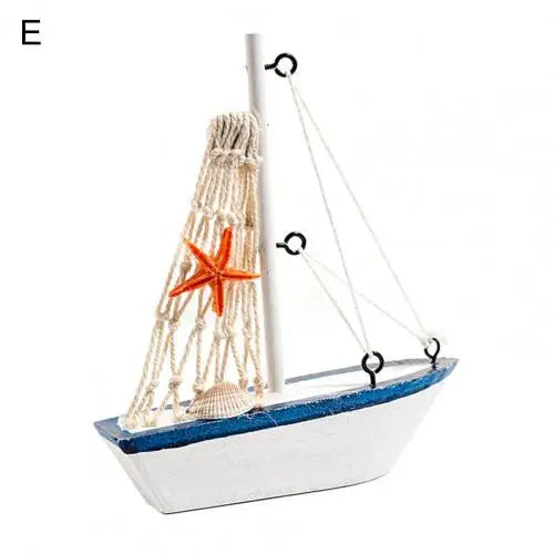 Barco de pesca em miniatura criativo atraente de madeira mediterrâneo veleiro modelo de mesa decoração para casa