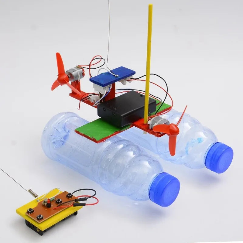 Nova tecnologia brinquedos pequenos diy controle remoto modelo de navio vento experimento científico material menino presente coleção