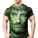 Estilo e Fé: Camiseta Retro 3D com Estampa de Jesus