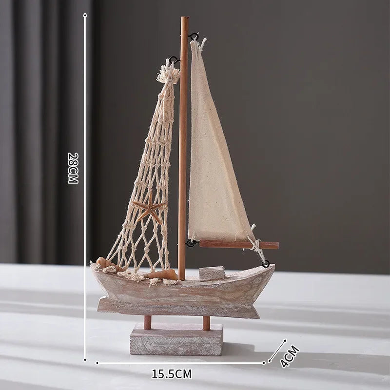 Estatuetas de Barco a vela de Madeira, Estilo Mediterrâneo, Veleiro de Madeira, Artesanato, Sala De Estar Em Casa, Decoração Náutica Presente