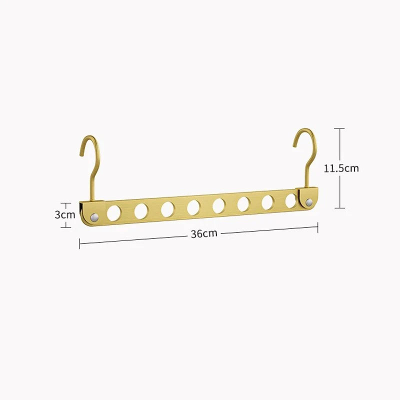 Rack de armazenamento com 8 buracos para cabide de roupas, liga de alumínio, ganchos mágicos rotativos, organizador, guarda-roupa, economizador de espaço