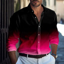 Moda Outono Gradiente Cores Camisa Dos Homens de Negócios Casuais Camisas de Botão de Manga Longa Dos Homens Slim Fit Lapela Camisas Roupas