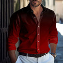 Moda Outono Gradiente Cores Camisa Dos Homens de Negócios Casuais Camisas de Botão de Manga Longa Dos Homens Slim Fit Lapela Camisas Roupas