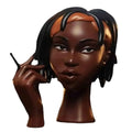 Novo queimador de incenso de cabeça, queimador de incenso de resina de rosto feminino preto nobre e 60 cones de incenso, exibição de artesanato para quarto e escritório