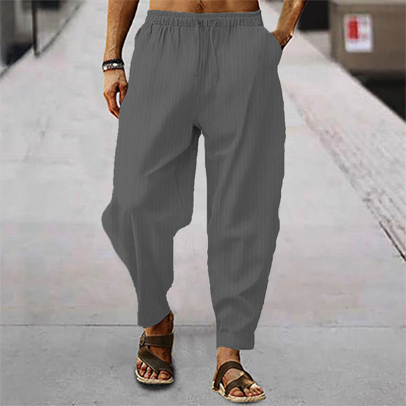 Calça de bezerro com listra de algodão respirável masculina, estilo hip-hop, casual esportiva, bezerro, verão, nova