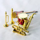 Saxofone miniatura para Dollhouse, modelo de instrumentos musicais clássicos, mini ornamentos musicais, presentes de Natal, acessórios para decoração