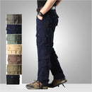 Calça masculina de algodão multi bolsos, jogger casual masculino, calça ao ar livre, primavera, outono, plus size 44