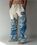 Calça de perna larga, fina com estampa 3D masculina, tamanho grande, reta, casual, além das fronteiras, nova, além das fronteiras, primavera e outono
