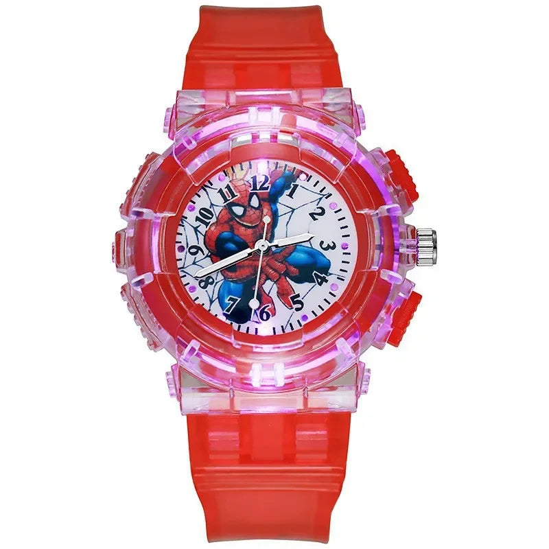 Disney-Relógio Infantil Minnie Spider Man, Boneca de Desenhos Animados, Relógio Eletrônico, Flash Light, Meninos, Meninas Birthday Festival Presentes