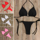 Conjunto de maiô sexy biquíni feminino, sutiã acolchoado push-up, tanga duas peças, moda praia, roupa de banho, fêmea, verão