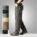 Calça masculina de algodão multi bolsos, jogger casual masculino, calça ao ar livre, primavera, outono, plus size 44