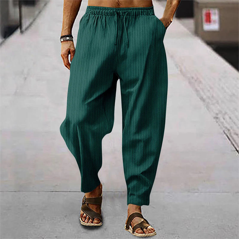 Calça de bezerro com listra de algodão respirável masculina, estilo hip-hop, casual esportiva, bezerro, verão, nova