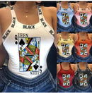 Camiseta sexy com estampa feminina, colete pequeno, verão, casual, legal, sem mangas, moda