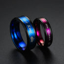Anel de casal em aço inoxidável para mulheres e homens, azul e roxo, seu rei e sua rainha, anéis de noivado, jóias da moda