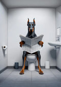 WC Animais Pintura De Lona, Leitura De Jornal, Ovelha Jacaré, Cartaz Doberman Print, Arte Da Parede, Room Pictures, Decoração De Casa