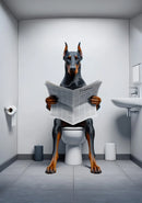 WC Animais Pintura De Lona, Leitura De Jornal, Ovelha Jacaré, Cartaz Doberman Print, Arte Da Parede, Room Pictures, Decoração De Casa