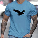 Camiseta casual masculina com gráfico Eagle, tops de manga curta, tamanho extra grande, camiseta masculina, camisa de primavera, roupas de verão, 5XL