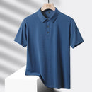 Tamanho grande 9xl 8xl verão de alta qualidade respirável moda manga curta secagem rápida preto azul vermelho náilon gelo seda polo camisas dos homens