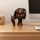Novo queimador de incenso de cabeça, queimador de incenso de resina de rosto feminino preto nobre e 60 cones de incenso, exibição de artesanato para quarto e escritório