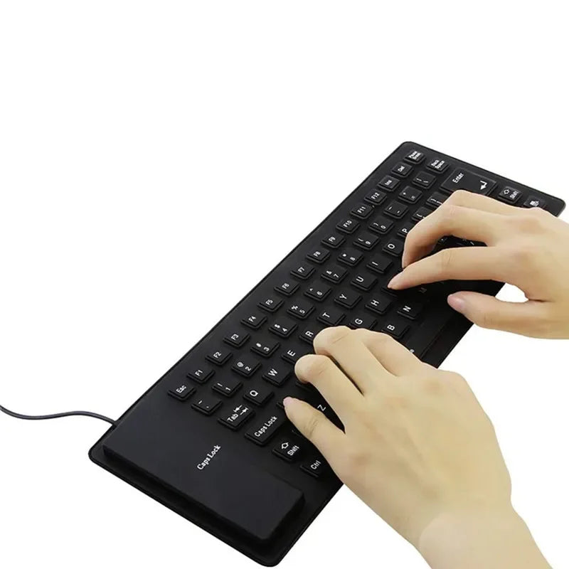 Teclado de silicone dobrável 85/109 teclas USB com fio silencioso à prova d'água à prova de poeira Soft Touch Rollup para notebook laptop