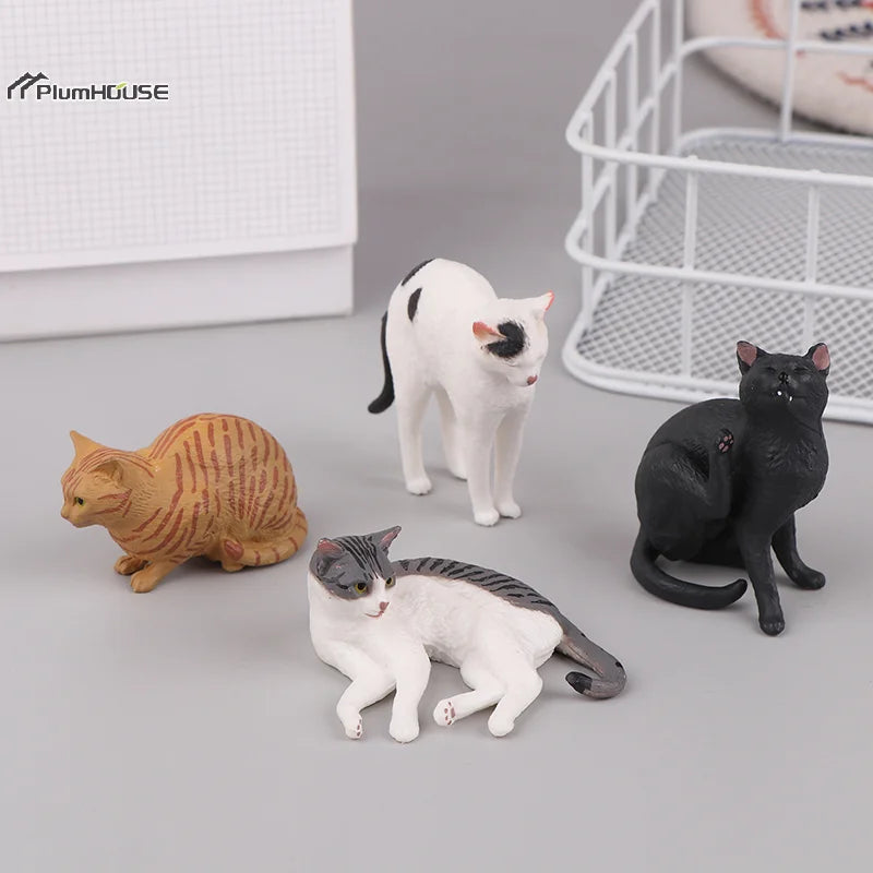Deitado gato laranja estatueta, simulação sólida modelo animal, decoração desktop bonito, ornamento Mini Pet, 1pc