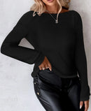 Blusa casual com nervuras bordadas de borboleta para mulheres, gola redonda, manga comprida, camiseta diária, roupas Y2K, moda primavera