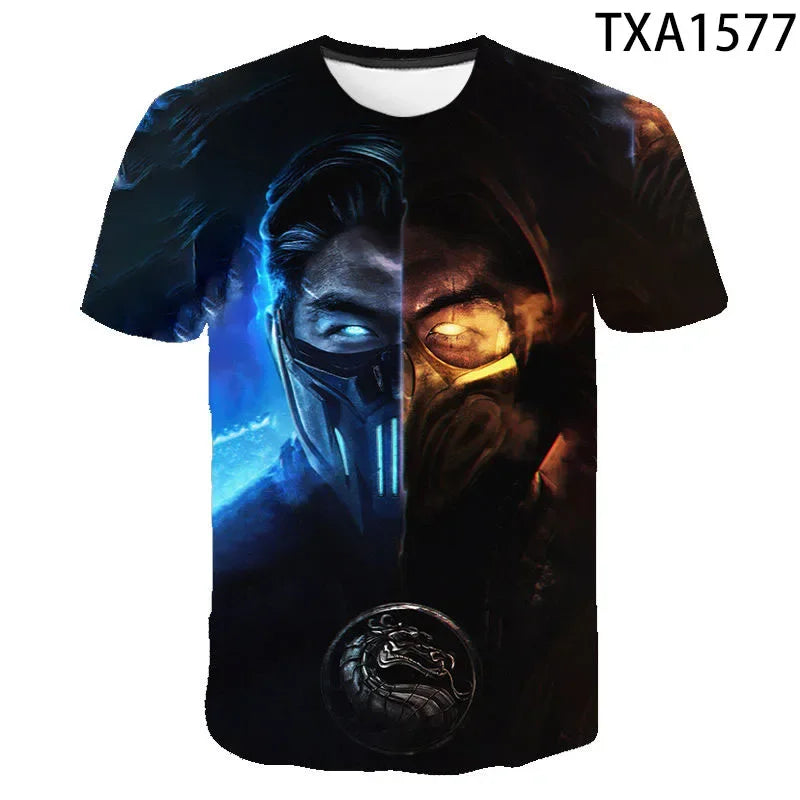 Camiseta Mortal Kombat 3D masculina e feminina, jogo de luta, streetwear casual, tops de manga curta, camiseta legal infantil, menino, menina, verão