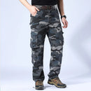 Calça masculina de algodão multi bolsos, jogger casual masculino, calça ao ar livre, primavera, outono, plus size 44