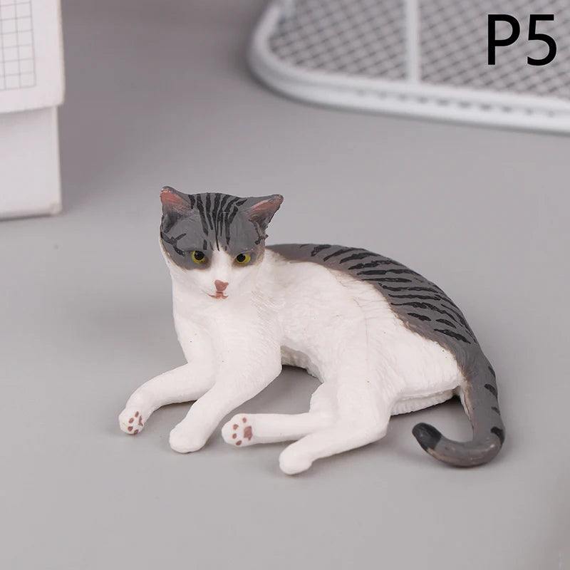 Deitado gato laranja estatueta, simulação sólida modelo animal, decoração desktop bonito, ornamento Mini Pet, 1pc