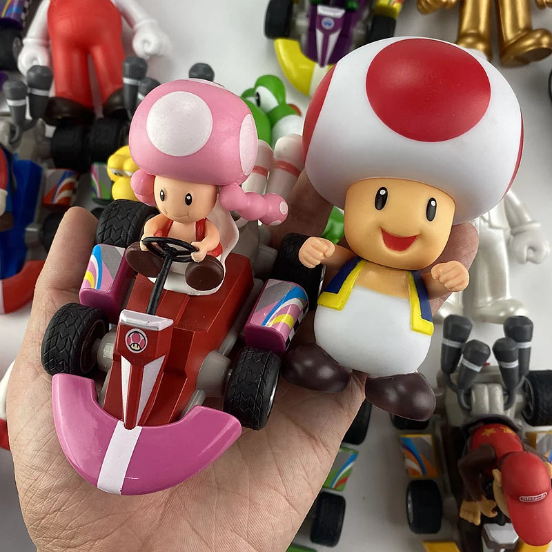 Action Figure Brinquedos de Super Mario, Puxe o Carro, Yoshi Verde, Donkey Kong, Bowser, Luigi, Sapo, Jogo de Anime, Presentes para Crianças, 24 Estilos