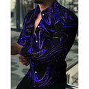 Camisa com gráfico dourado masculina, manga longa, lapela cubana, blusa de praia, roupa de luxo, moda virada