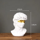 Banhado a ouro Máscara David Estátua Obra Caráter Resina Escultura Enfeites de Mesa Figuras Retrato Estátua Sala estar Decoração